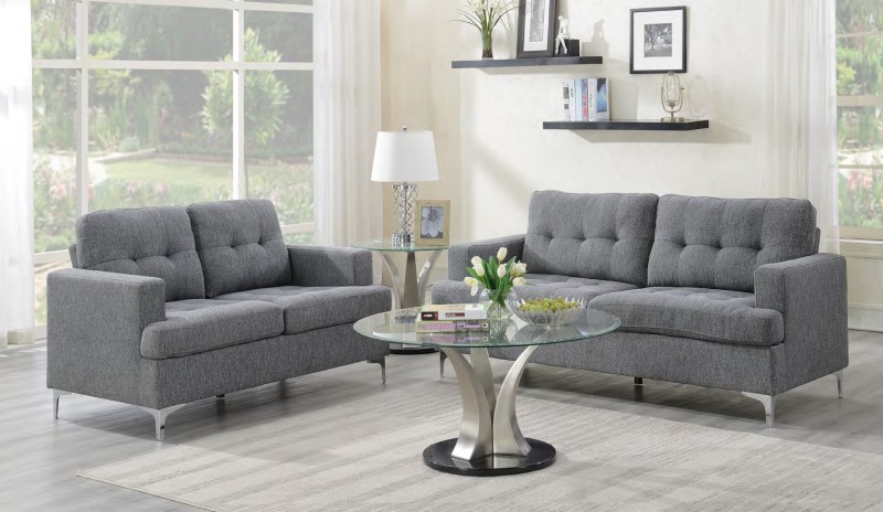 3+2 Seat Sofas Grey Fabric - Click Image to Close